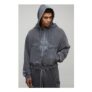 Man Shrunken Boxy Loopback Washed OFCLMAN Applique Hoodie
