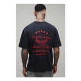 Man Tall Washed Charcoal Oversized Built on Tradition Print T-Shirt