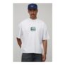 Man White Oversize Boxy Palm Springs Print T-Shirt Tracksuit