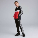 Manchester United x adidas Kids Tiberio 3-Stripes Colourblock Fleece Tracksuit Black/Red