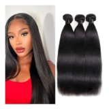 ManeMajesty 12A Straight Brazilian Virgin Hair Bundles, 3 Pcs, 8in