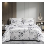 Marble Bed Linen 220 X 240 Cm Satin Black White