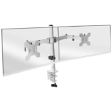 Mars Gaming MARM2 White, Dual Arm Monitor Mount for Screens up to 27, Articulating and Height Adjustable, Sturdy Frame, VESA75 and VESA100
