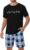Marvmys Mens Short Pyjama Set Mens Cotton Lounge Pants and Short Sleeve T-Shirt with Stripe Design Mens Pjs Nightwear Loungewear Set