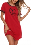 Marvmys Nightdresses for Women UK Soft Short Sleeve Nighties with Heart Print Sleepshirt Ladies Loungewear Knee Length Nightwear S-XXL