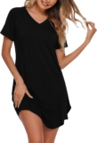 Marvmys Womens Long Nightdresses Soft Cotton Nightshirt Short Sleeve V Neck Plus Size Casual Sleep Dress Nightgown Sleepwear