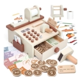 Masonbaby Wooden Cash Register with Scanner and Play Money