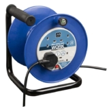 Masterplug Four Socket, 25 Metre Open Cable Reel, Medium Extension Lead Reel, Wind-Up Power Retractable Cord Reel, Heavy Duty