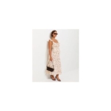 Maternity Cream Floral Ruff Strappy v Midi Dress