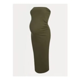 Maternity Khaki Ribbed Bandeau Midi Dress