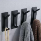 Matte Black Self Adhesive Towel Hooks No Nail Stainless Steel 6kg 4 Pack – Sold by TKLake / FBA