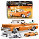 Mattel Brick Shop Hot Wheels Elite Series Building Set, Custom 62 Chevy Pickup with 858 Pieces