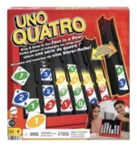 Mattel Games UNO Quatro Game, Ages 7, 2-4 Players Four-in-a-Row UNO Play with Colored Tiles & Plastic Grid