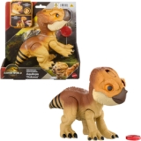 Mattel Jurassic World Rebirth Primal Protector Aquilops Dolores Dino Toy Movie Inspired Interactive Dinosaur Toy with Attack Action & Sounds, Pet-Style Electronic Figure with Food Accessory, JGC01