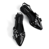 MaxMuxun Slingback Ballet Flats with Buckle and Studs