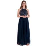 Maya Deluxe Womens Womens Ladies Bridesmaid Maxi Dress Halter Neck Sequin Embellished Prom Graduation Wedding Bridesmaid Dress Size 10