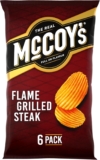 McCoys Flame Grilled Steak Flavour Ridge Cut Potato Crisps, 6 x 25g 701288