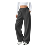 Meeyuioe Womens Straight Leg Joggers with Pockets, Dark Gray