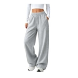 Meeyuioe Womens Sweatpants with Pockets, Elastic Waist, Gray, L