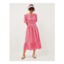 Mel Puff Sleeve Gingham Midi Dress Red