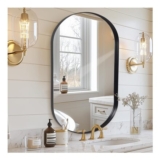 Melodieux Black Wall Mirror, 55×75 Cm, Oval, Metal Framed