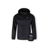Men Packaway Waterproof Jacket with Zip Front Black XS 3XL