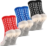 Meng Jiaran 3 Pairs Kids Football Socks Grip Socks,Anti-Slip Football Socks Breathable Soccer Ankle Socks for Running Training Aged 5-12(Size 3.5-5)