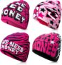 Meng Jiaran 4 Pcs Y2k Hip Hop Unisex Beanie Hat,Autumn Winter Novelty Knitted Hats,Y2k Accessories Outdoor Caps for Women Men Pink