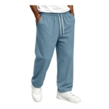 Mens Baggy Wide Leg Joggers with Elastic Waist Pockets 4XL