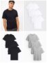 Mens Black/White Crew, Black/Grey V Neck Core Short Sleeve T-Shirt 3 Pack Sizes S-4XL Free C&C