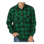 Mens Casual Button-up Flannel Plaid Shirt, Green, 3XL