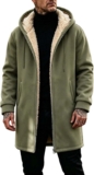 Mens Coat Sherpa Lined Hoodie Mid Length Outerwear Thick Warm Jumper