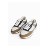Mens Cream Contrast Panel Jogger Trainers 9, 10, 11