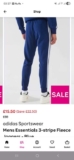 Mens Essentials 3-stripe Fleece Joggers – Blue