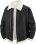 Mens Faux Suede Jackets Fleece Lined Jacket Full Zip Outwear