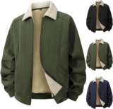Mens Fleece Lined Jacket Thickened Winter Jackets Warm Full Zip Coat