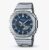 Mens G-SHOCK Date Bracelet Strap Watch, Silver/Blue GM-2110D-2BER