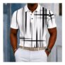 Mens Geometic Line Polo Shir
