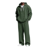 Mens Gym Joggers and Zip Hoodies Set Army Green XXL