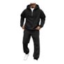 Mens Half-Zip Hooded Tracksuit, Sweatshirt and Sweatpants, Black