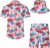 Mens Hawaiian Shirt and Shorts Set 2 Piece Casual Button Down Shirts Summer Beach Outfits with Bucket Hats
