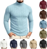 Mens Jumper Turtle Neck Tops Black Sweater Thermal Long Sleeve Tops Winter Warm Roll Neck Tops Lightweight Breathe Sweaters and Pullovers Soft Comfort Knitwear Jumpers for Everyday