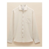 Mens Linen Blend Cream/White Stripe Shirt 2XL and 3XL