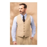 Mens Linen Single Breasted Waistcoat-38 Inch Only