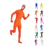 Mens Open-Face Spandex Zentai Bodysuit, Orange, M