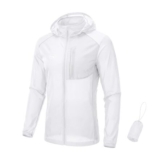 Mens Packable Cycling Jacket with Hood, UPF 50 Windbreaker