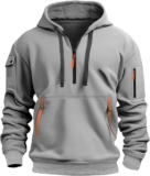 Mens Quarter Zip Hoodie with Zipped Pockets