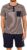 Mens Summer Pyjama Set Short Sleeve Henley Sleepwear Stripe Pajama Tops and Sleep Shorts With Pockets