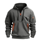 Mens Thermal Fleece-Lined Sweatshirt, No Hood, Kangaroo Pocket