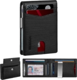 Mens Wallets Slim RFID Blocking Coin Pocket with Up to 12 Credit Card Holder Wallet, Money Clip Bifold Leather Wallet with ID Window, Perfect Wallets for Men UK with Gift Box